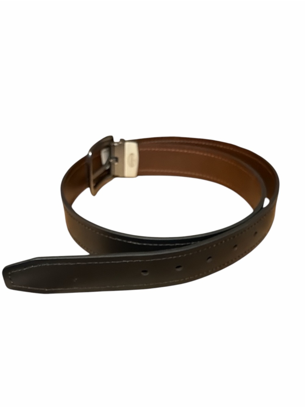 Fossil Reversible Brown & Black Leather Belt with Brushed Metal Buckle - Picture 5 of 5